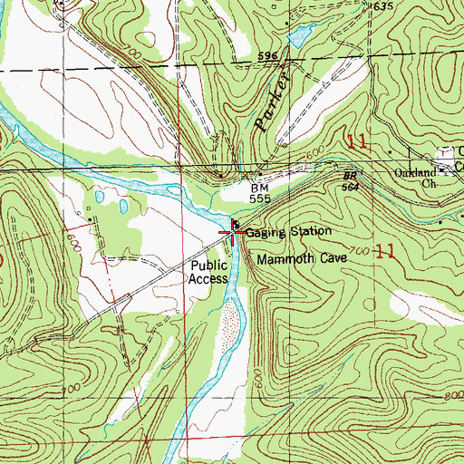 Topographic Map of Mammoth Bridge, MO