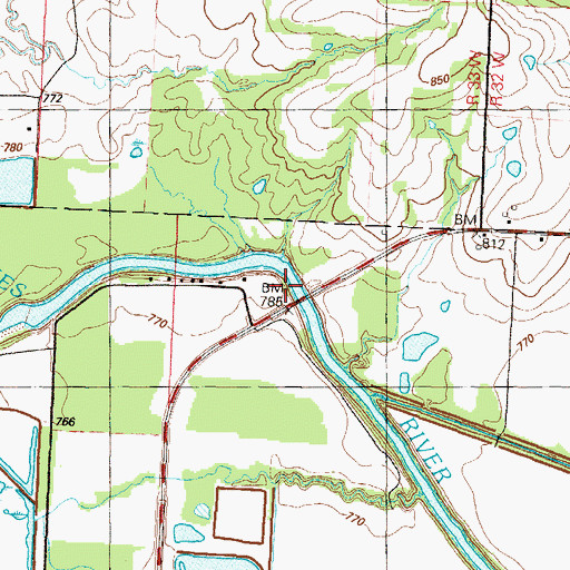 Topographic Map of Marble Bridge, MO