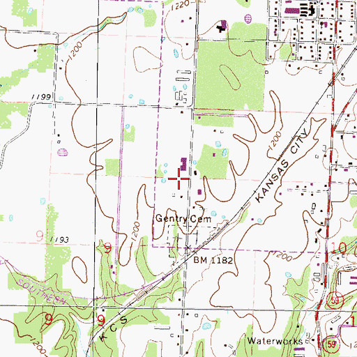 Topographic Map of Gentry Middle School, AR