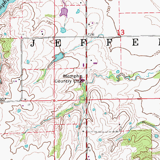 Topographic Map of Memphis Country Club, MO