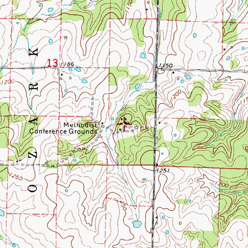 Topographic Map of Methodist Conference Grounds, MO