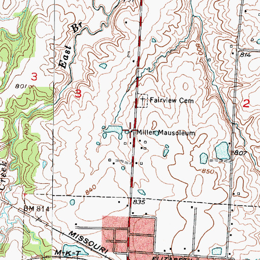 Topographic Map of Miller Mausoleum, MO