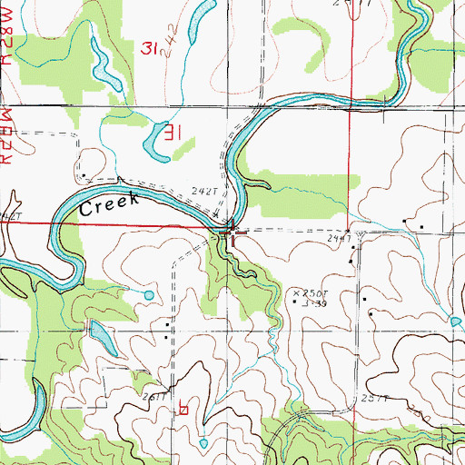 Topographic Map of Mooney Bridge, MO