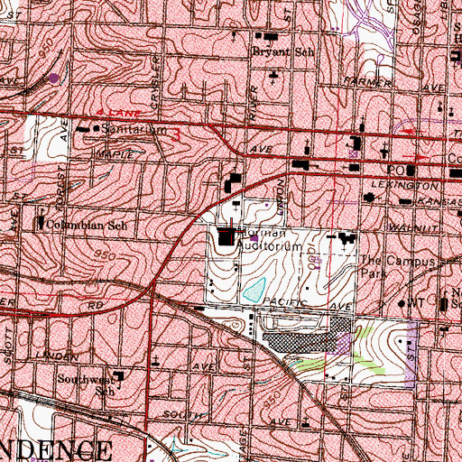 Topographic Map of Morman Auditorium, MO