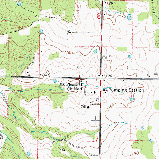 Topographic Map of Mount Pleasant Church Number 1, MO