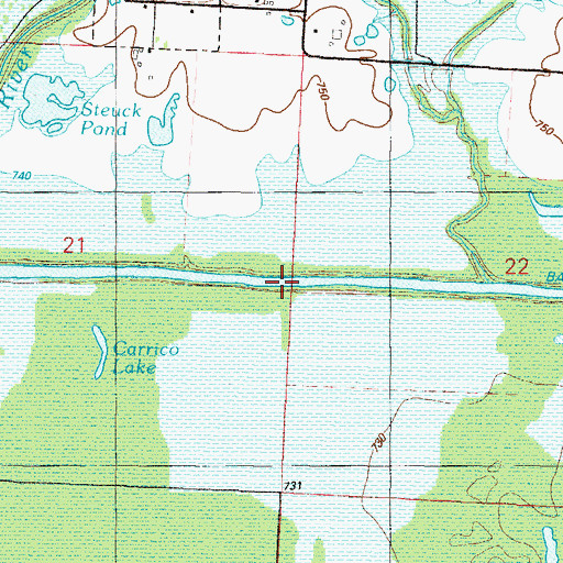 Topographic Map of Number 2 Bridge (historical), MO