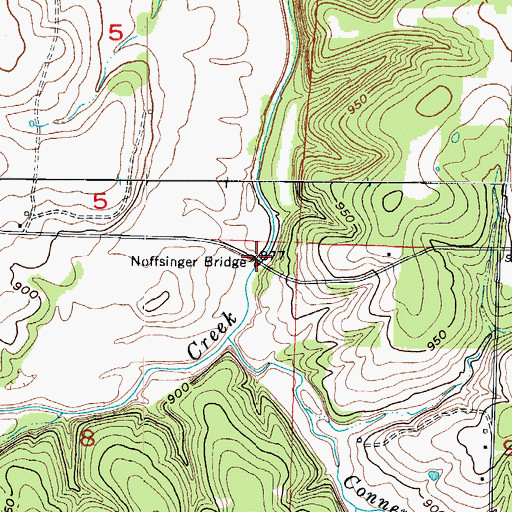 Topographic Map of Noffsinger Bridge, MO