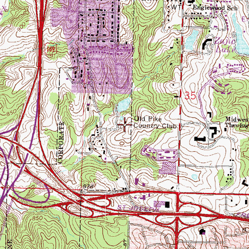 Topographic Map of Old Pike Country Club, MO