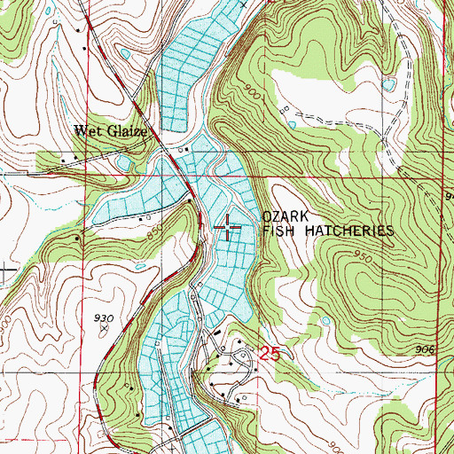 Topographic Map of Ozark Fish Hatcheries, MO