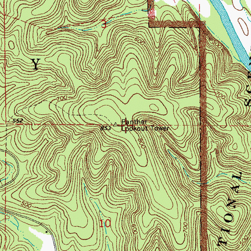 Topographic Map of Panther Lookout Tower, MO