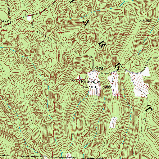 Topographic Map of Pineview Lookout Tower, MO