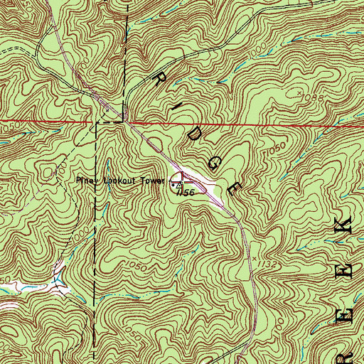 Topographic Map of Piney Lookout Tower, MO