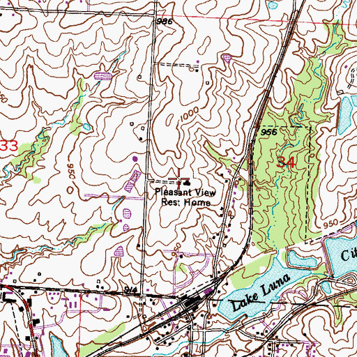 Topographic Map of Pleasant View Rest Home, MO