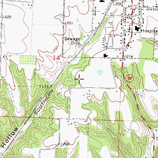 Topographic Map of Ozarks Community Hospital of Gravette, AR
