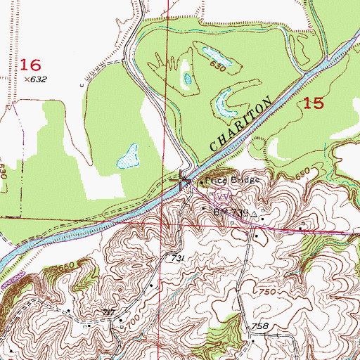 Topographic Map of Price Bridge, MO