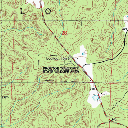 Topographic Map of Proctor Lookout Tower, MO