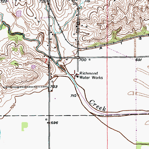 Topographic Map of Richmond Water Works, MO