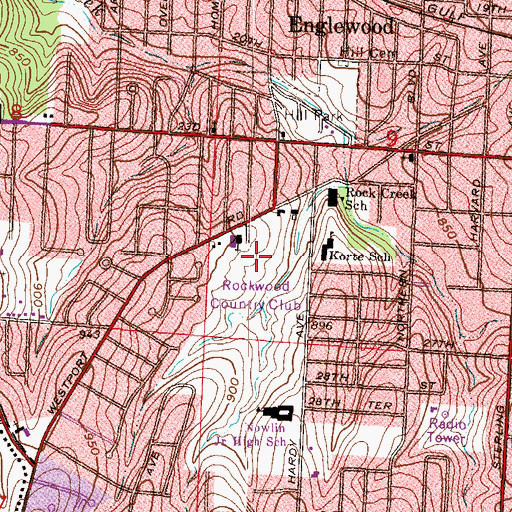 Topographic Map of Rockwood Country Club, MO