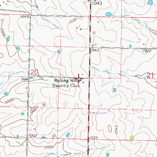 Topographic Map of Rolling Hills Country Club, MO