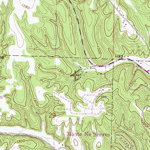 Topographic Map of Green Valley Bible Campground, AR