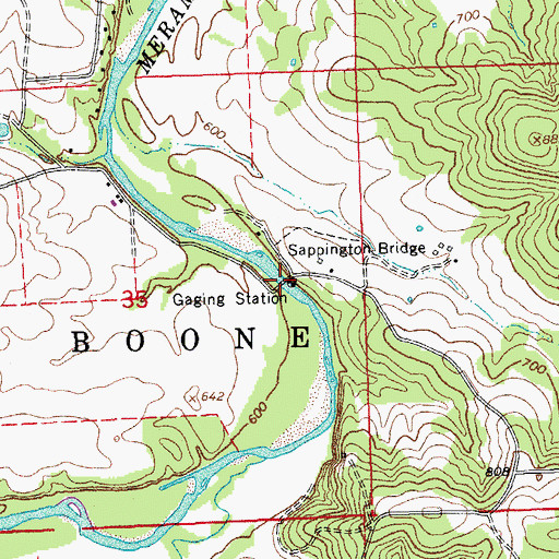 Topographic Map of Sappington Bridge, MO