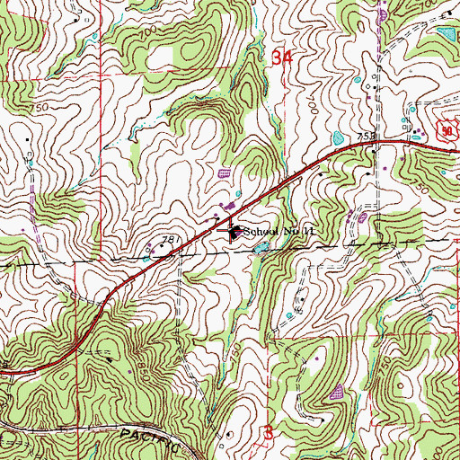 Topographic Map of School Number 11, MO
