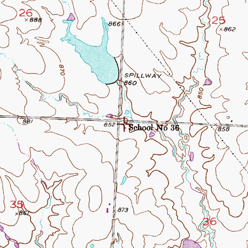 Topographic Map of School Number 36 (historical), MO