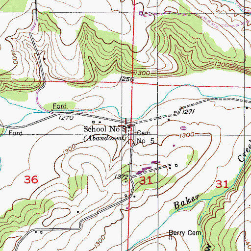 Topographic Map of School Number 5, MO