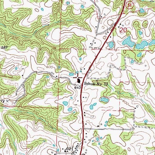 Topographic Map of School Number 73, MO