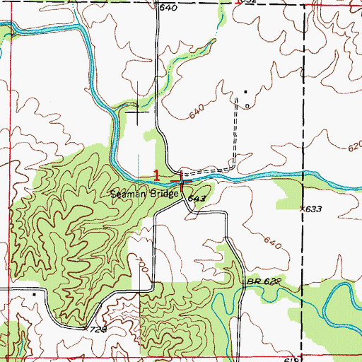 Topographic Map of Seaman Bridge, MO