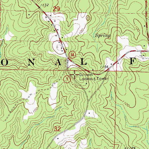 Topographic Map of Siloam Lookout Tower, MO
