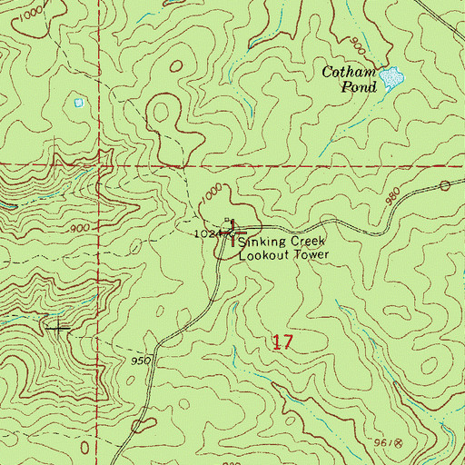 Topographic Map of Sinking Creek Lookout Tower, MO