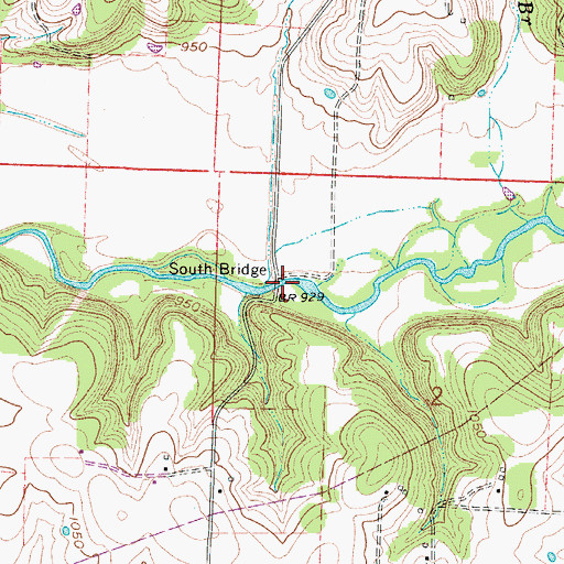 Topographic Map of South Bridge, MO
