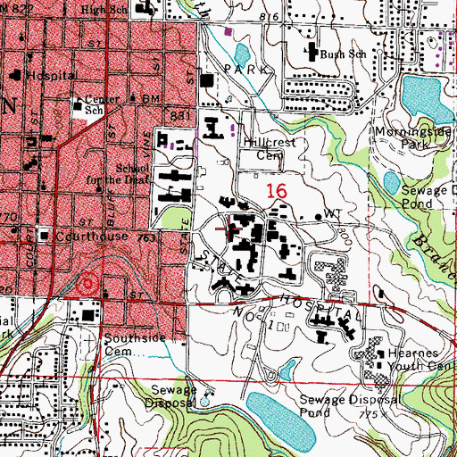 Topographic Map of Fulton State Hospital, MO