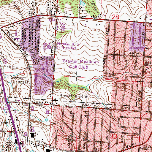 Topographic Map of Stayton Meadows Golf Club, MO