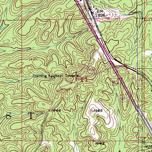 Topographic Map of Sterling Lookout Tower, MO