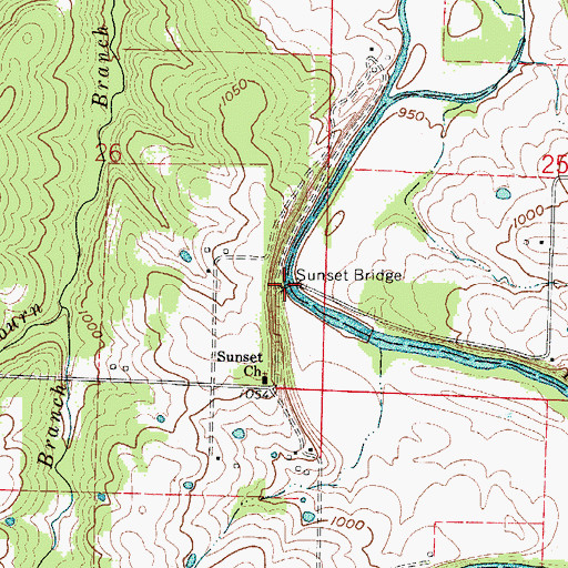 Topographic Map of Sunset Bridge, MO