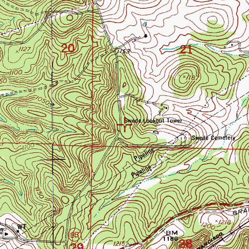Topographic Map of Swede Lookout Tower, MO