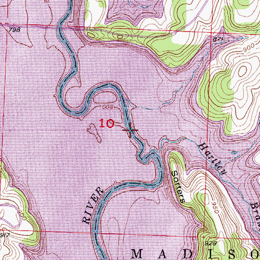 Topographic Map of Sycamore Bridge, MO