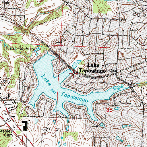 Topographic Map of Lake Tapawingo, MO