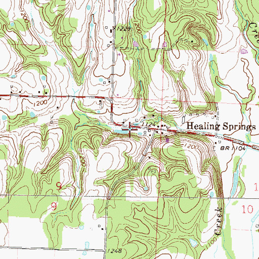 Topographic Map of Healing Springs, AR