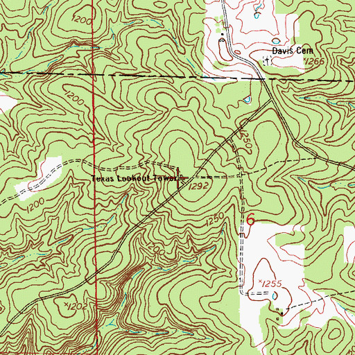 Topographic Map of Texas Lookout Tower, MO