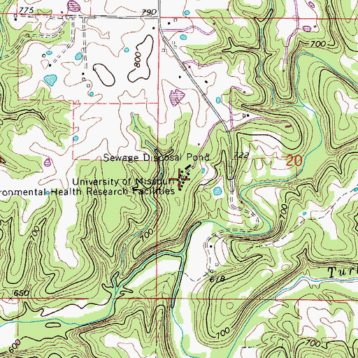 Topographic Map of University of Missouri Environmental Health, MO