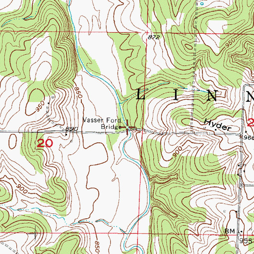 Topographic Map of Vasser Ford Bridge, MO