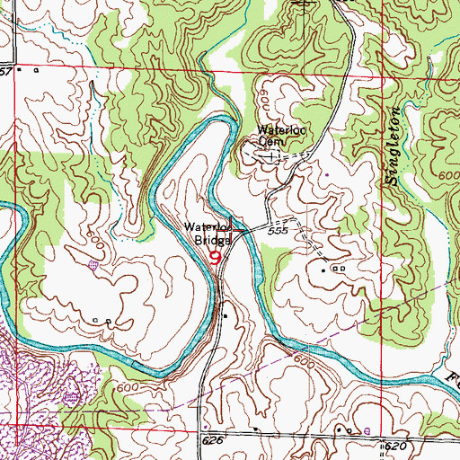 Topographic Map of Waterloo Bridge, MO