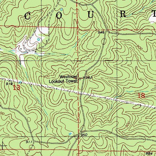 Topographic Map of Westover Lookout Tower, MO