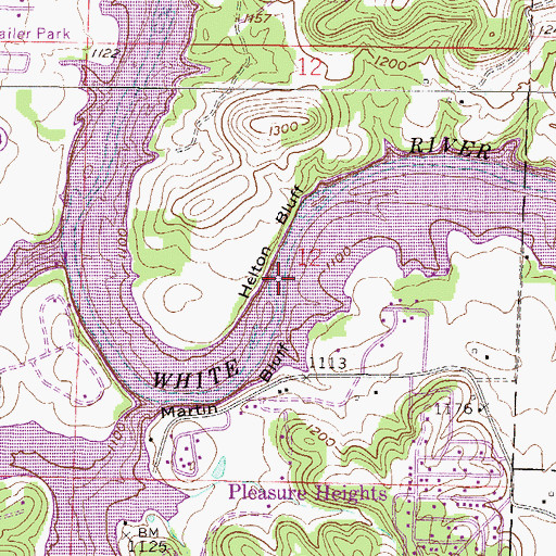 Topographic Map of Helton Ford (historical), AR