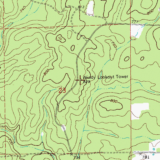 Topographic Map of Windy Lookout Tower, MO
