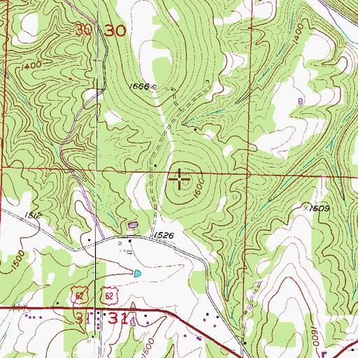 Topographic Map of Henry Mountain, AR