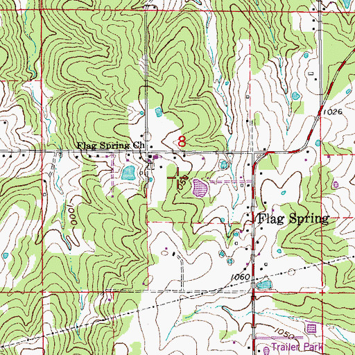 Topographic Map of Flag Spring School (historical), MO